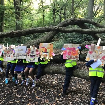 Year 2's artwork inspired by the woods